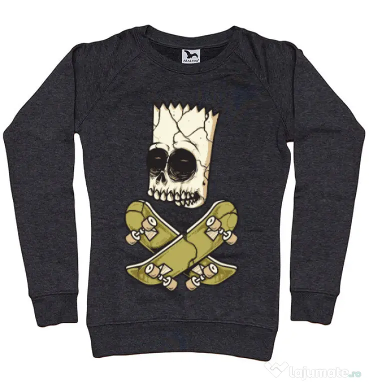 Bluza ADLER dama Death of Skateboarder Negru melanj