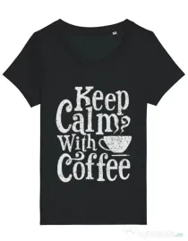 Tricou STANLEY STELLA dama Keep Calm With Coffee Negru