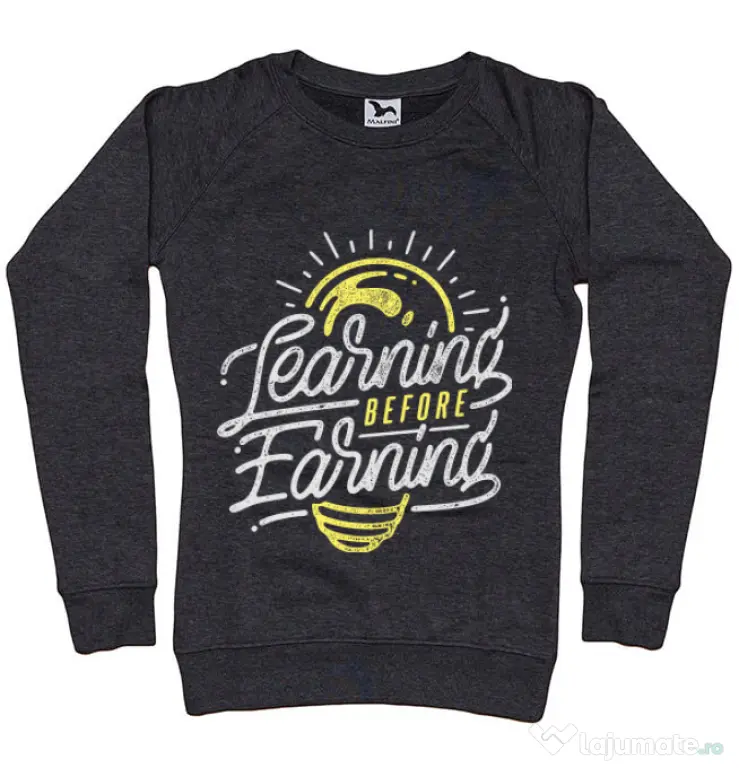 Bluza ADLER dama Learning Before Earning Negru melanj