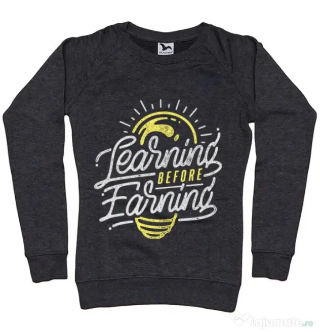 Bluza ADLER dama Learning Before Earning Negru melanj