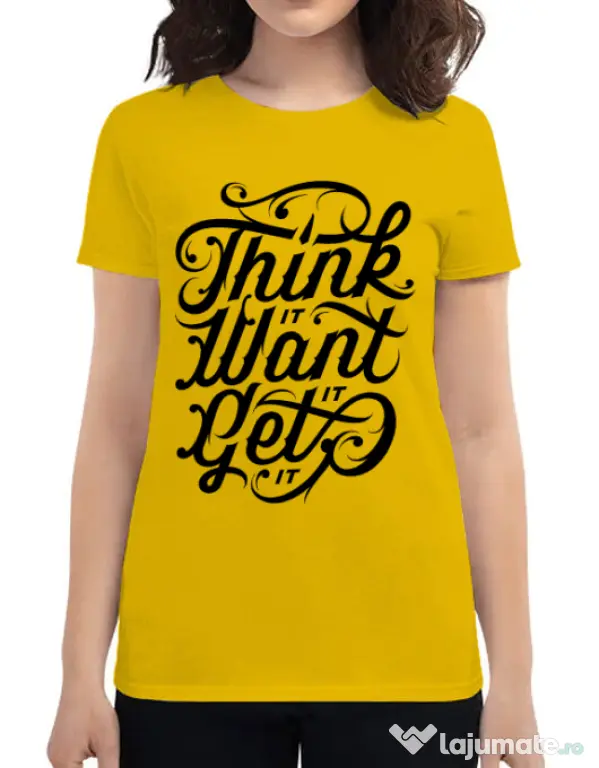 Tricou ADLER dama Think it Galben