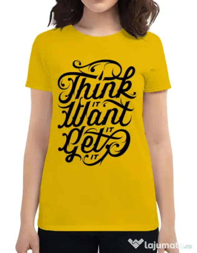 Tricou ADLER dama Think it Galben