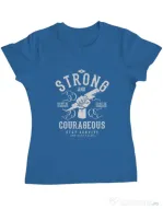 Tricou ADLER dama Be Strong and Courageous Albastru azuriu