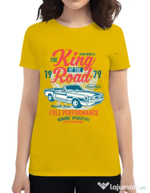 Tricou ADLER dama King Of The Road Galben