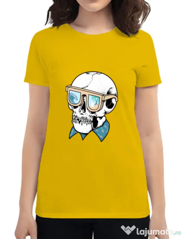 Tricou ADLER dama Skull Holiday Galben
