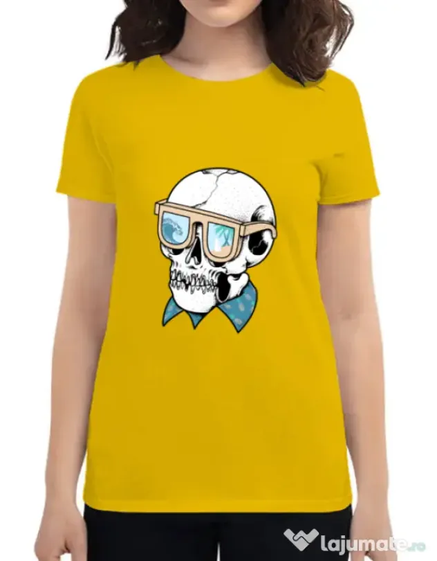 Tricou ADLER dama Skull Holiday Galben