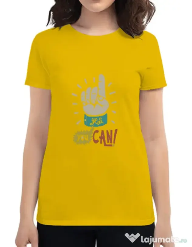 Tricou ADLER dama Yes You Can Galben