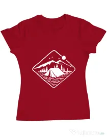 Tricou ADLER dama Camp Mode ON Rosu