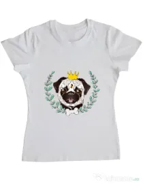 Tricou ADLER dama King Of Pug Alb