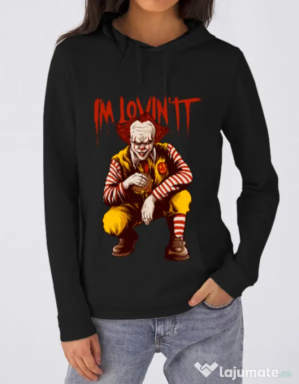 Hoodie dama cu gluga I'm Lovin IT Negru