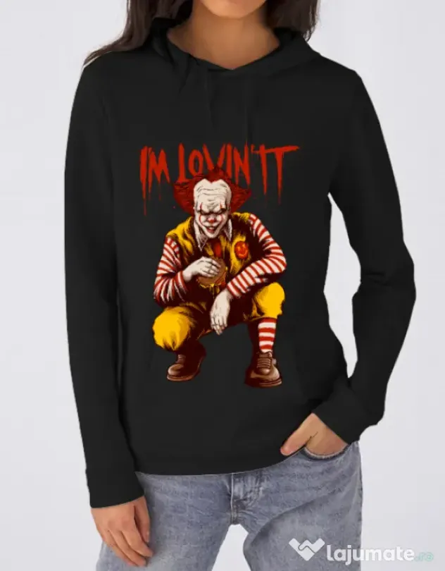 Hoodie dama cu gluga I'm Lovin IT Negru