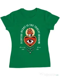 Tricou ADLER dama Burning Heart Verde mediu