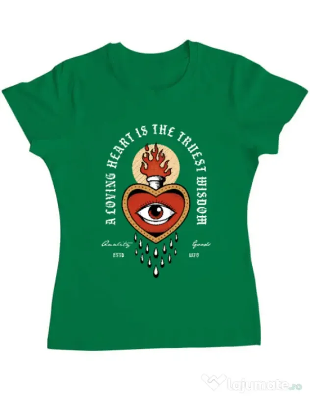 Tricou ADLER dama Burning Heart Verde mediu