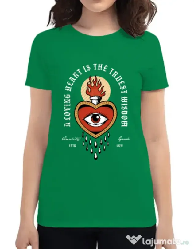 Tricou ADLER dama Burning Heart Verde mediu
