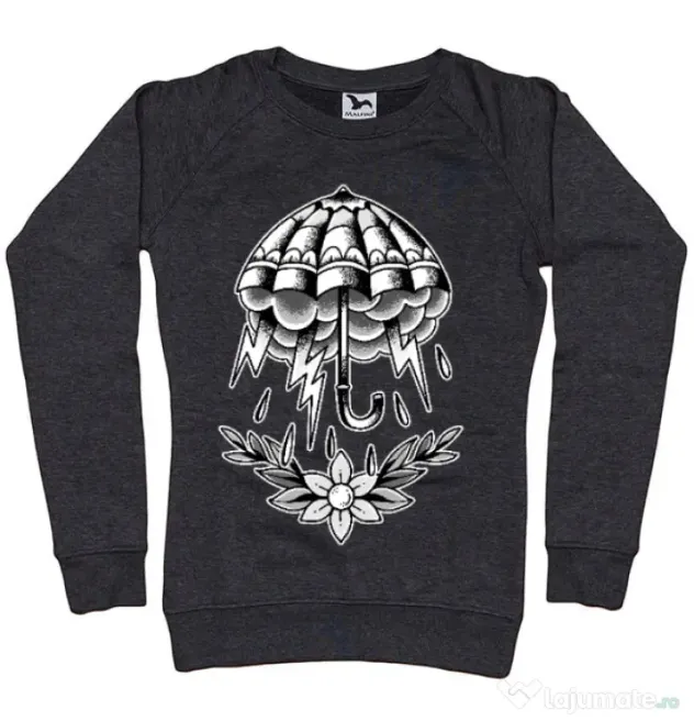 Bluza ADLER dama Umbrella Tattoo Negru melanj