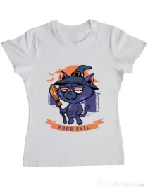 Tricou ADLER dama Purr halloween Alb