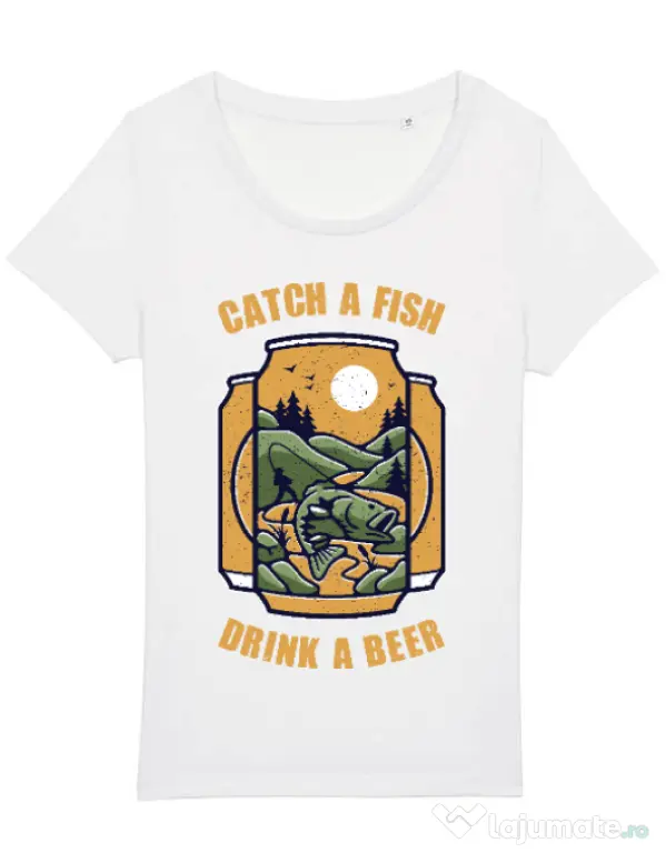 Tricou STANLEY STELLA dama Catch a fish Alb