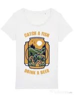 Tricou STANLEY STELLA dama Catch a fish Alb