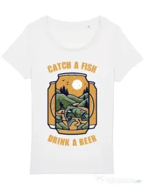 Tricou STANLEY STELLA dama Catch a fish Alb