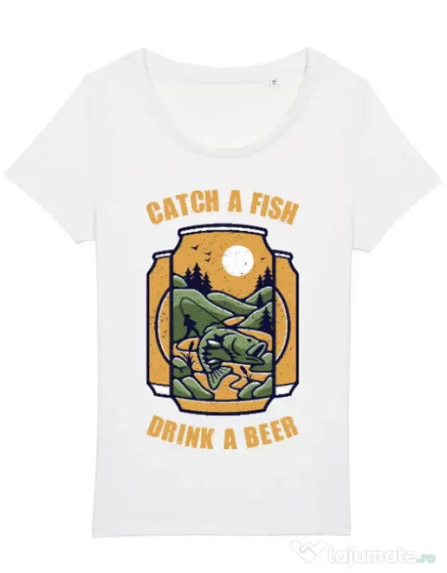 Tricou STANLEY STELLA dama Catch a fish Alb