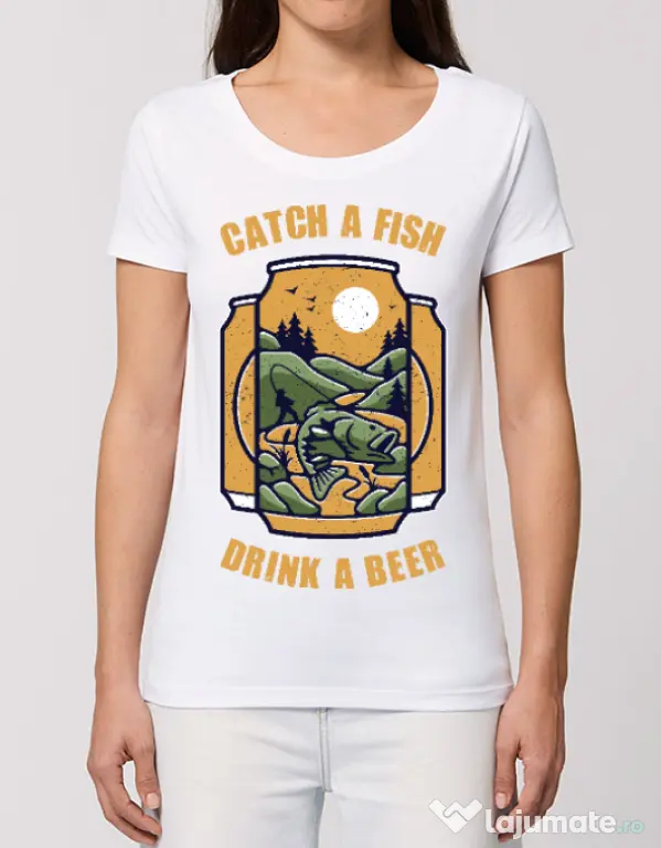 Tricou STANLEY STELLA dama Catch a fish Alb
