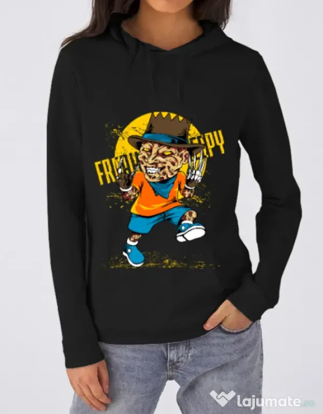 Hoodie dama cu gluga The nightmare Negru