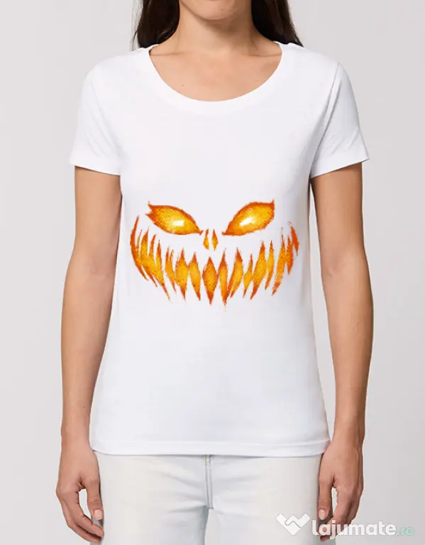 Tricou STANLEY STELLA dama Scary pumpkin face Alb