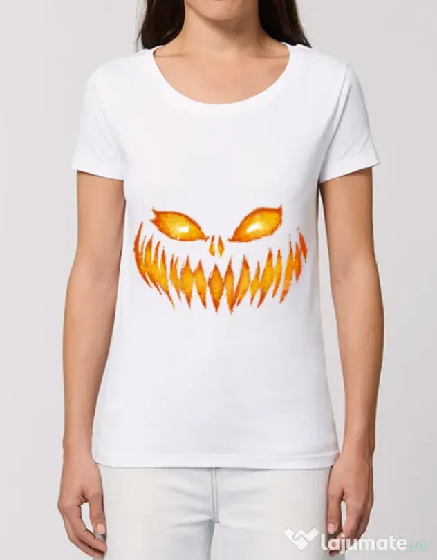 Tricou STANLEY STELLA dama Scary pumpkin face Alb