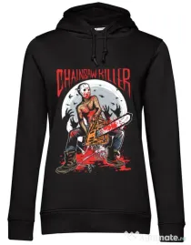 Hoodie dama cu gluga Chainsaw killer Negru