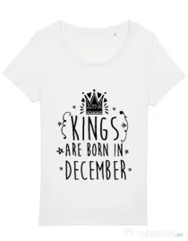 Tricou STANLEY STELLA dama Kings are born in December Alb