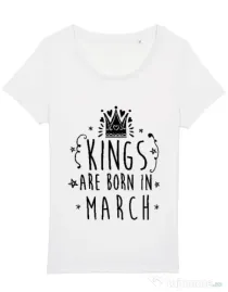 Tricou STANLEY STELLA dama Kings are born in March Alb