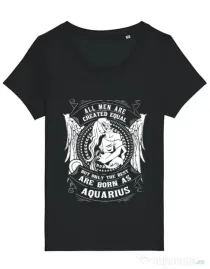 Tricou STANLEY STELLA dama The best men are born as Aquarius Negru