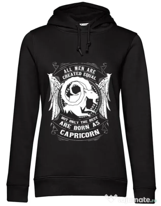 Hoodie dama cu gluga The best men are born as Capricorn Negru