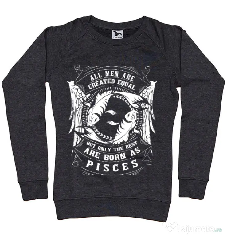 Bluza ADLER dama The best men are born as Pisces Negru melanj