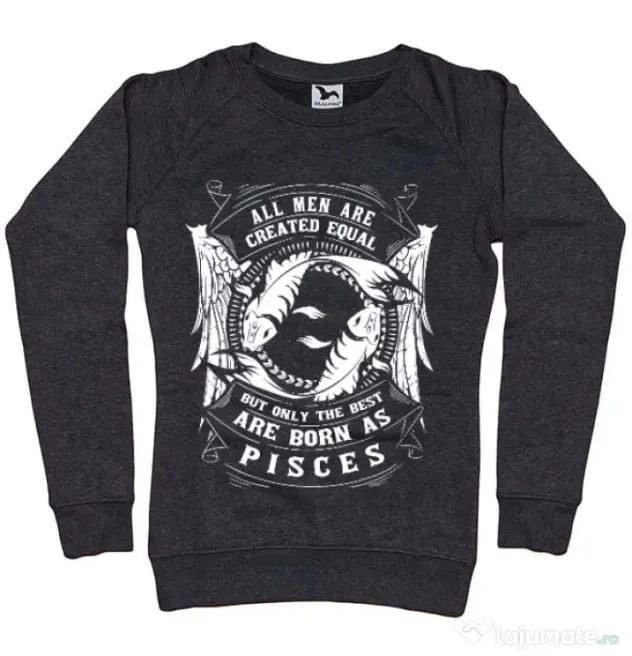 Bluza ADLER dama The best men are born as Pisces Negru melanj