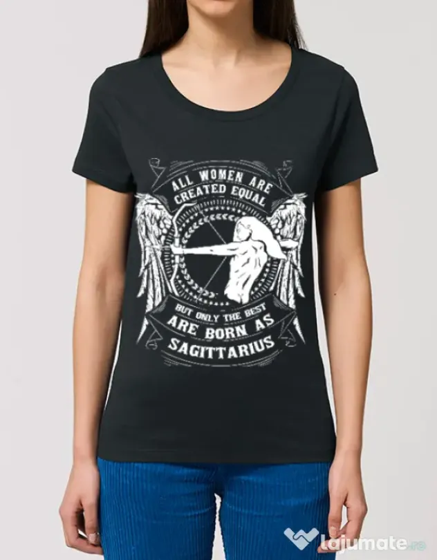 Tricou STANLEY STELLA dama The best women are born as Sagittarius Negru