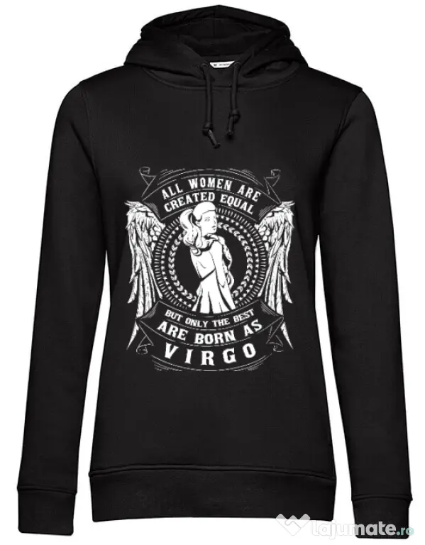Hoodie dama cu gluga The best women are born as Virgo Negru