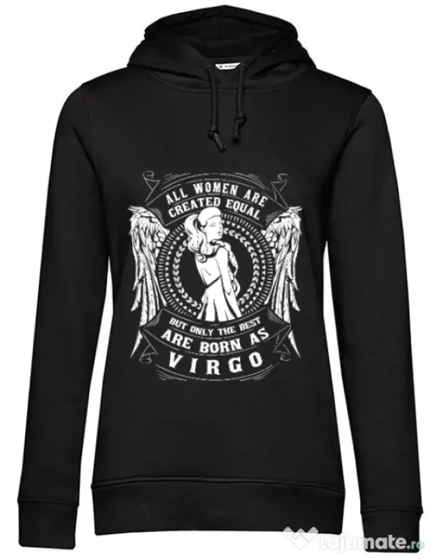 Hoodie dama cu gluga The best women are born as Virgo Negru