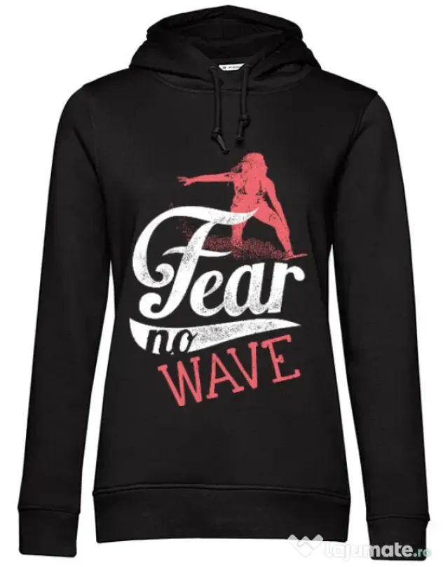 Hoodie dama cu gluga Fear no wave Negru