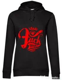 Hoodie dama cu gluga Fuck yeah Negru