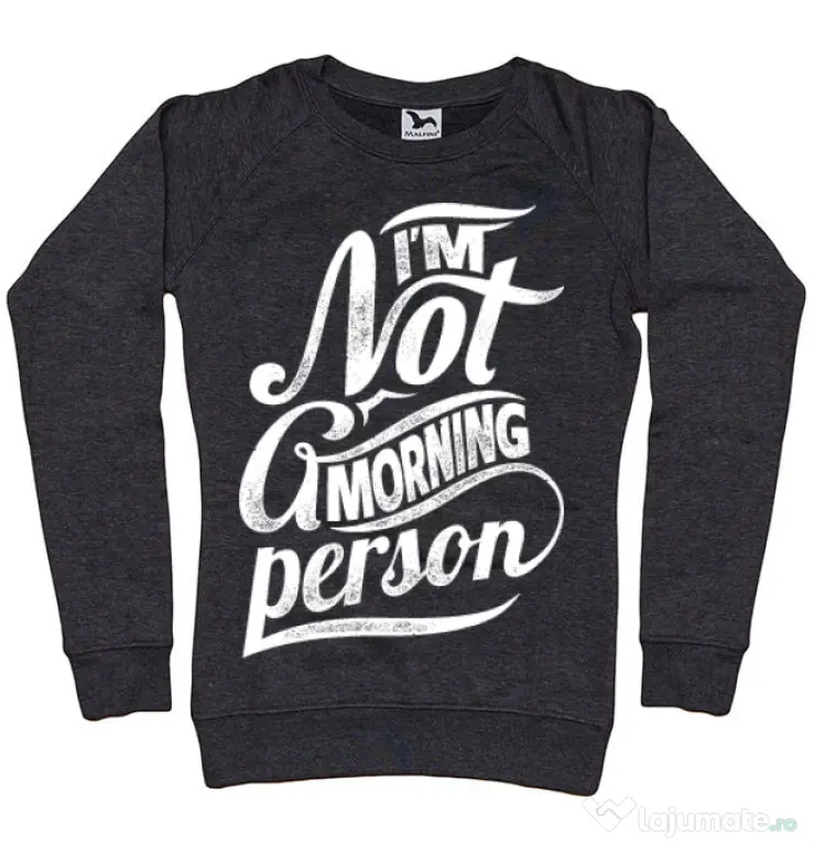 Bluza ADLER dama Not a morning person Negru melanj