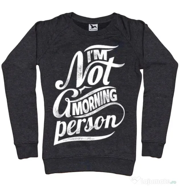 Bluza ADLER dama Not a morning person Negru melanj