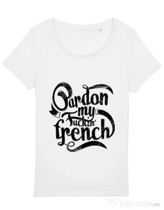 Tricou STANLEY STELLA dama Pardon my fucking french Alb