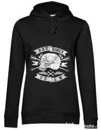Hoodie dama cu gluga Skull symbol Negru