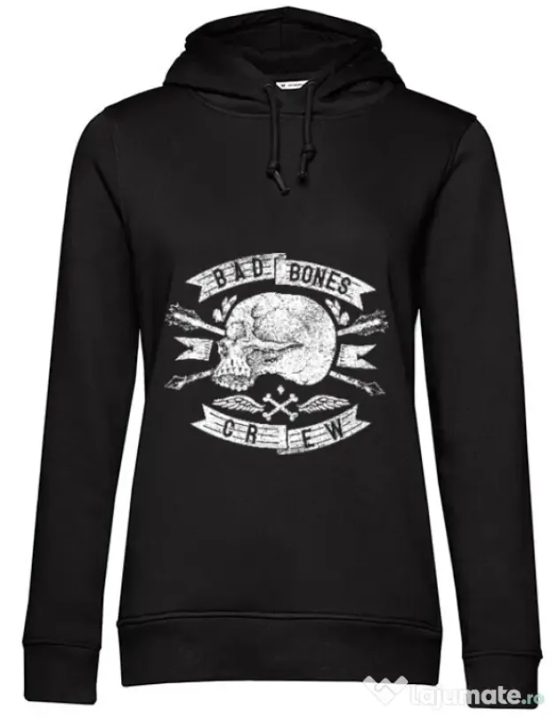 Hoodie dama cu gluga Skull symbol Negru