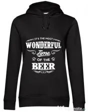 Hoodie dama cu gluga Wonderful time of the beer Negru