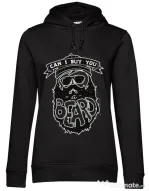 Hoodie dama cu gluga Can i buy you a beard Negru