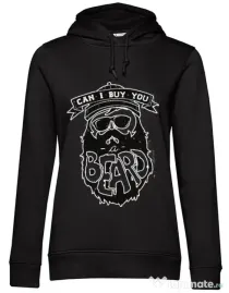 Hoodie dama cu gluga Can i buy you a beard Negru