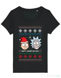 Tricou STANLEY STELLA dama Rick and Morty Christmas Negru