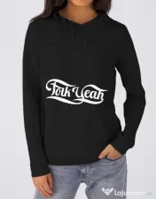 Hoodie dama cu gluga Folk yeah Negru